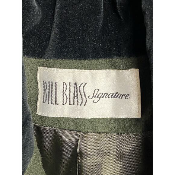 Vintage Bill Blass Signature Size 4 Green Heavy Coat Velvet Collar Gold Buttons - Picture 16 of 16